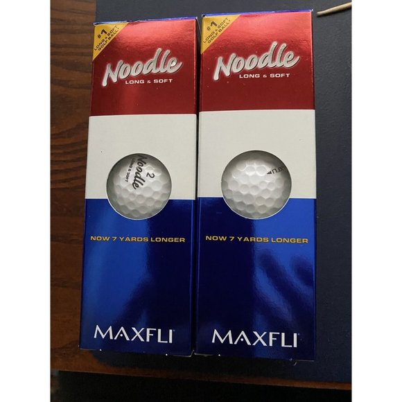 2 Sleeves of 3 MAXFLI NOODLE Long & Soft GOLF BALLS (NEW) - Picture 1 of 3